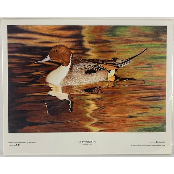 An Evening Stroll by Michael Brown Print Montana Ducks Unlimited Cabin Rustic - Picture 2 of 9